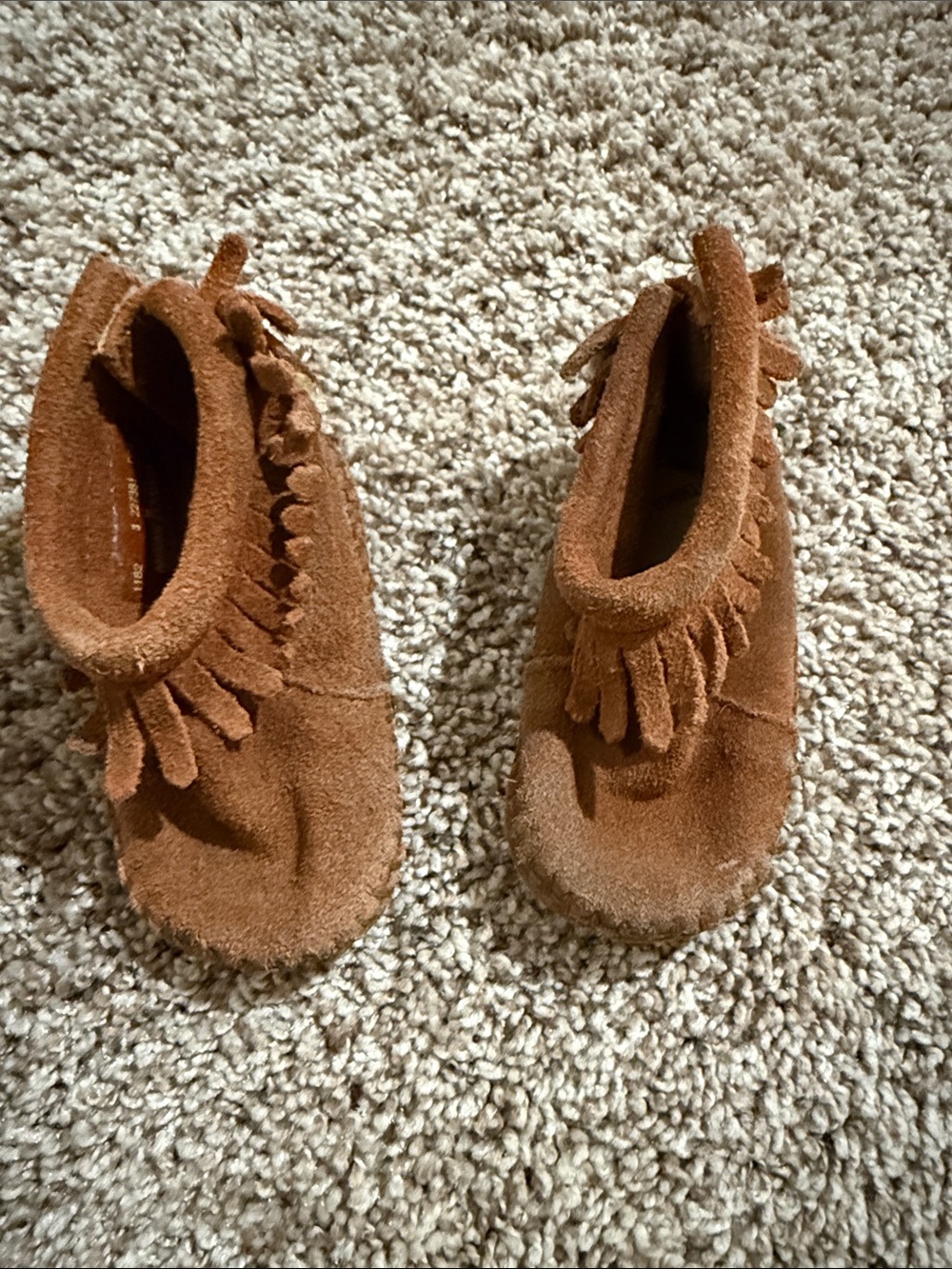 Minnetonka Kids Brown Suede Fringe Moccasins